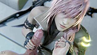 Hentai anime babe strokes to explosive 3D lightning cum facial