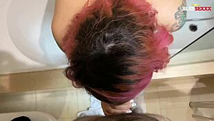 Throbbing with desire as my stepsister's huge tits bounce riding my cock in shower