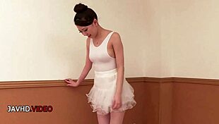 Asian ballerina dances wild then takes massive creampie explosion on stage