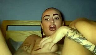Thick goth teen curiously fingers her own tattooed ass