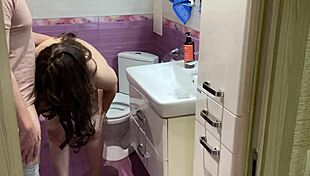 Mature Milf Big Ass Fucked Anal In Bathroom Gets Dick In Mouth