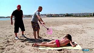 brunette beach anal fingering leads to home doggystyle cowgirl cumshot fucking
