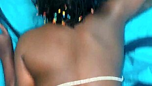 Amateur African ebony babe with big ass rides husband's cock cowgirl rough homemade passionate