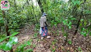 Thai teen gets horny lost in forest and FUCKS rough outdoors