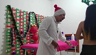 thick cock overwhelms latina milf in christmas massage turning her into whore