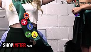 scamming girl scouts FUCKED hard by security in backroom 😈👮‍♂️