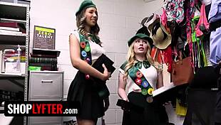 scamming girl scouts FUCKED hard by security in backroom 😈👮‍♂️