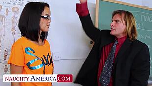 dillion harper bends for big cock deepthroat and doggystyle in classroom