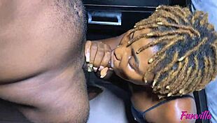 Skinny ebony slut's creamy pussy up close through pantyhose