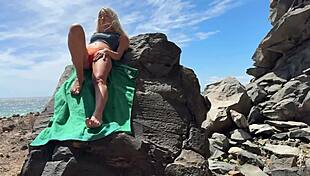 perfect teen blond risks beach fuck moaning orgasm publicly