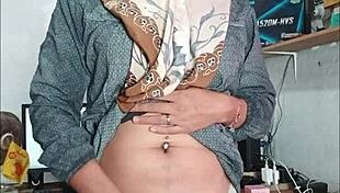 check this hijab ladyboy jerking off hard till she explodes with cum