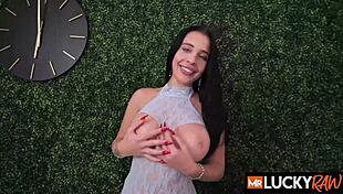she bent over took that huge cock deep stretching her shaved pussy wide then swallowed every drop
