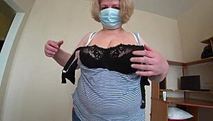 Girlfriend Strapon Fucks Milf in White Panties Doggystyle Big Butt Shaking