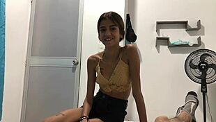 so much cum explodes from my big dick after stepsis's deep blowjob