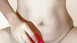 lonely young wife fingers her dripping pussy with dildo till squirting orgasms hit three times