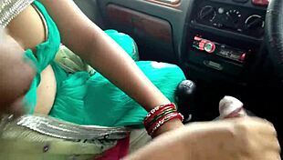 stepmom sneaks cum swallow blowjob from stepson in outdoor car handjob tits