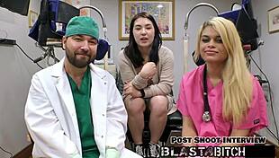 mina moon in nurse roleplay sucks patient cock then gets missionary pussy creampied backstage