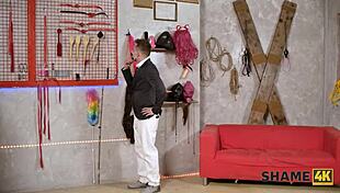 Whoa!! Pavlos finally fucks mommy's huge fake tits while she dominates him hard 😈