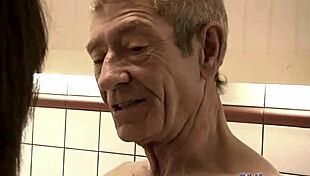 old hairy pussy gets fucked hard by old man as teen rubs cock swallows hot jizz