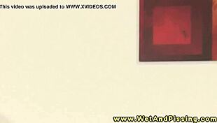 Pee Fetish Babe Rubs Clit in Golden Shower Masturbation Frenzy!