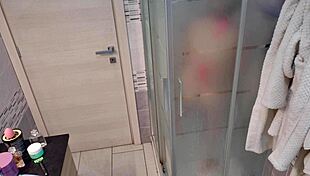 gostosa steps into the shower for a steamy latina teen bath and masturbation tease