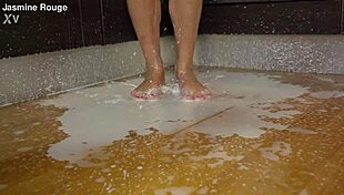 crazy sexy housewife with natural tits small waist drops panties in kitchen for wild fuck