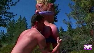 Blonde milf uncovers outdoor thrill in wild nature