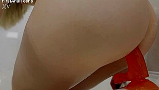 mia park stretches soapy asshole wide with huge dildo