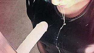 god i'm gagging on this shemale's sloppy nasty dick like crazy