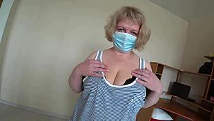 Girlfriend Strapon Fucks Milf in White Panties Doggystyle Big Butt Shaking