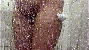 Latina Milf Masturbates Big Tits in Shower.
