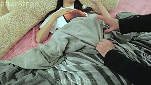 Stepdaughter shocked finding him in room leads to taboo morning panty play
