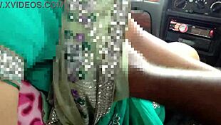 stepmom sneaks cum swallow blowjob from stepson in outdoor car handjob tits