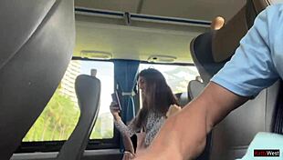i can't believe he cums from risky public bus handjob