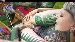 three tattooed lesbians gape asses prolapse swap cum first time anal punk goth