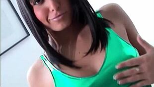 Brunette babe models new PVC panties lingerie