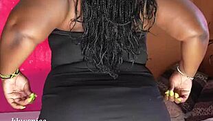 What hides behind that huge ass in this intriguing ebony homemade tease?