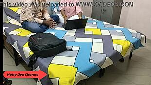 Jiya Sharma moans loud as boyfriend pounds her tight pussy in hostel room with dirty talk