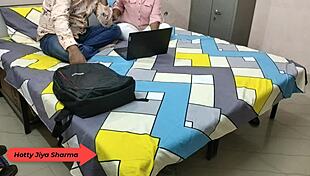 Jiya Sharma moans loud as boyfriend pounds her tight pussy in hostel room with dirty talk