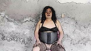Shemale gapes huge asshole extreme with giant wedge dildo insertion