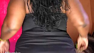 What hides behind that huge ass in this intriguing ebony homemade tease?