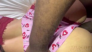 Big Black Cock Pulls Asian Short Aside and Pounds Huge Pussy with Creampie
