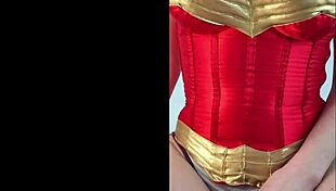 Hey busty girl in red corset, your slowmo handjob makes me explode cum everywhere?