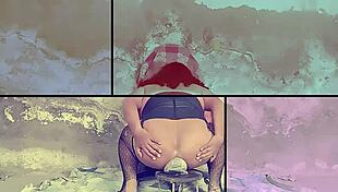Shemale gapes huge asshole extreme with giant wedge dildo insertion