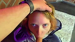 Chained slut on knees gags on cock with face fuck and deepthroat cumshot! Who's next?😈