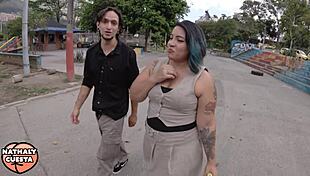 Colombian BBW with Tiny Waist Convinced to Film Creampie with Muscular Stud