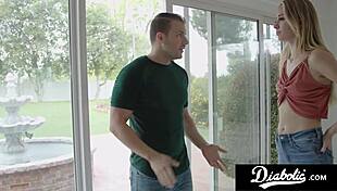 Blonde babysitter HALEY REED sneaks a fuck with boyfriend while on the job