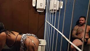 housewife slut caught with men, fucks them hard through the bars like a pro