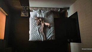 Skinny milf with small natural tits masturbates to intense orgasm on bed