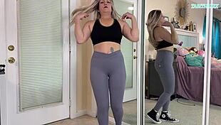 curvy milf slips into tight leggings for steamy gym try-on session tabithaxxx